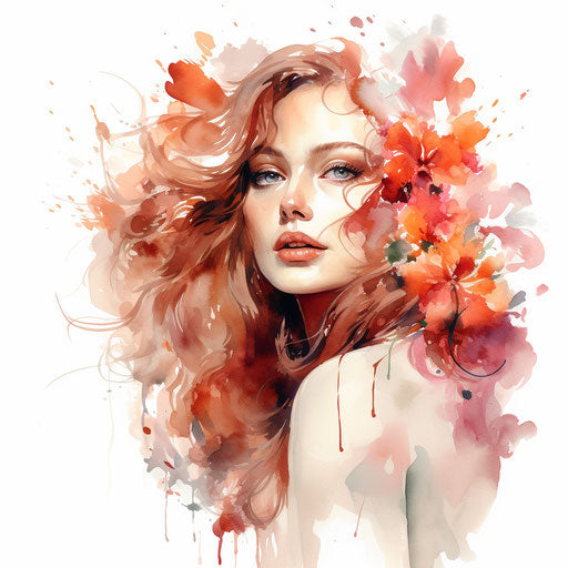 Watercolor clipart in the style of Chiaroscuro Art, on white