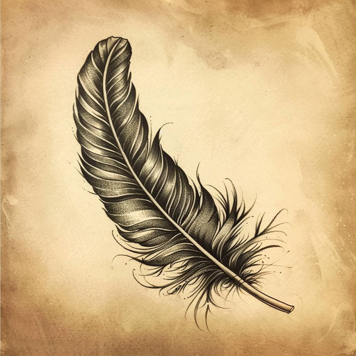 Feather tattoos symbolizing lightness, Sack style