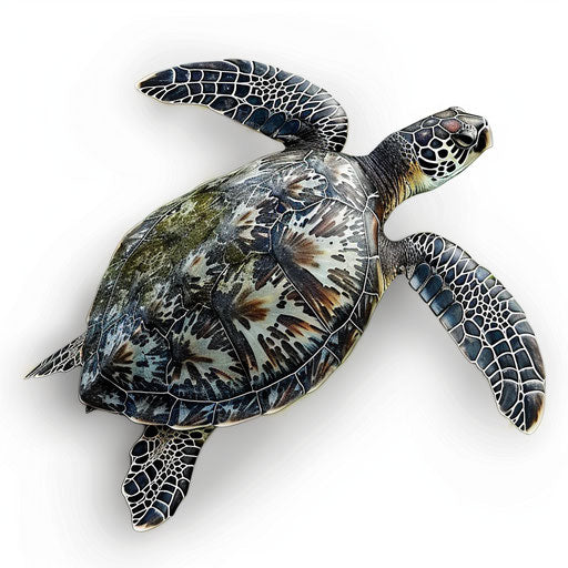 Realistic sea turtle clipart on plain white background