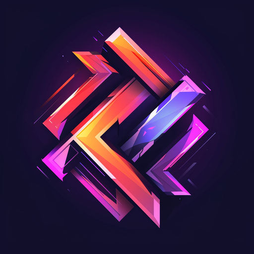 Dynamic gamers logo with motion-inspired shapes and vibrant colors, on a dark background