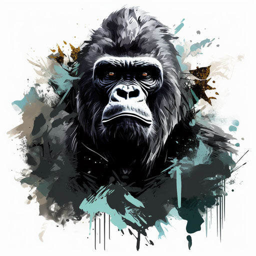 Gorilla illustration in the style of Chiaroscuro Art on white background