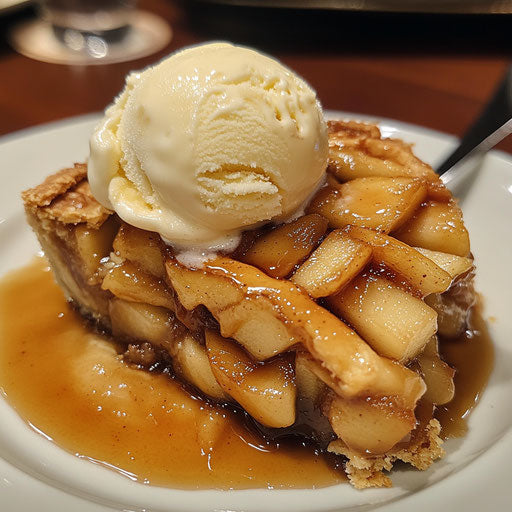 Apple pie with vanilla ice cream