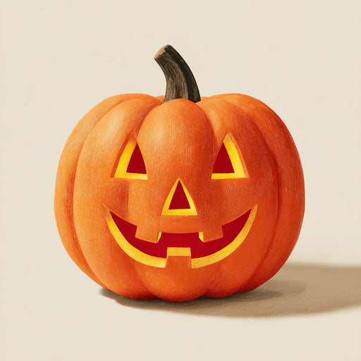 Vibrant pumpkin with classic Halloween features