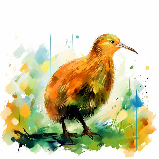 Kiwi clipart in the style of Impressionistic Art, on a white background