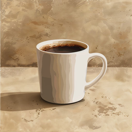 Coffee mug clipart with flat random background and vintage filter