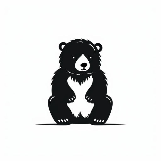 Minimalist bear illustration on white background