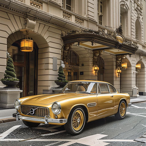 Reimagined luxury: 1966 Volvo P1800 with gold trim and leather interior
