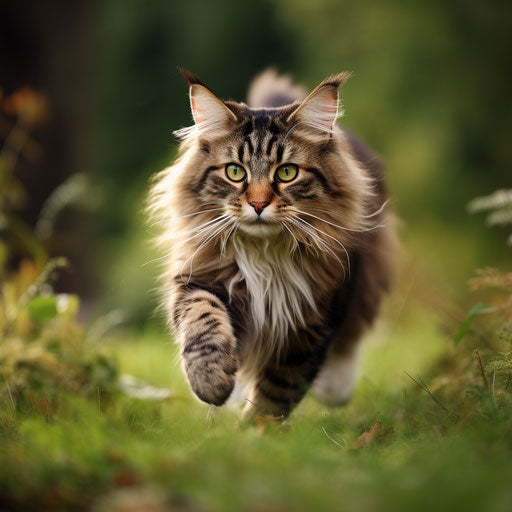 Norwegian forest cat running