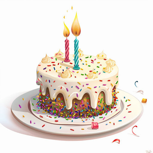 Realistic style clipart happy birthday with flat white background
