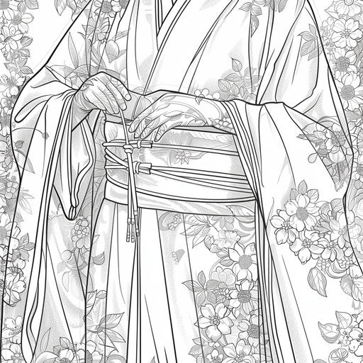 A traditional kimono with intricate floral patterns