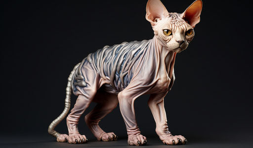 Sphynx cat, light purple and light black, dark silver and dark brown