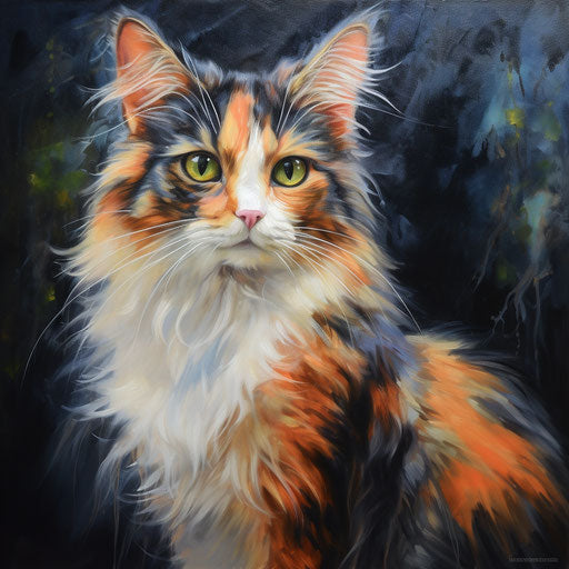 Calico cat oil painting