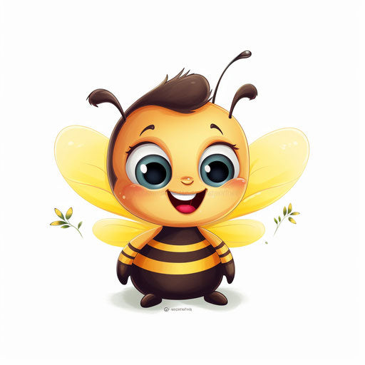 Adorable illustration of a bee in the style of Chiaroscuro Art, on white background