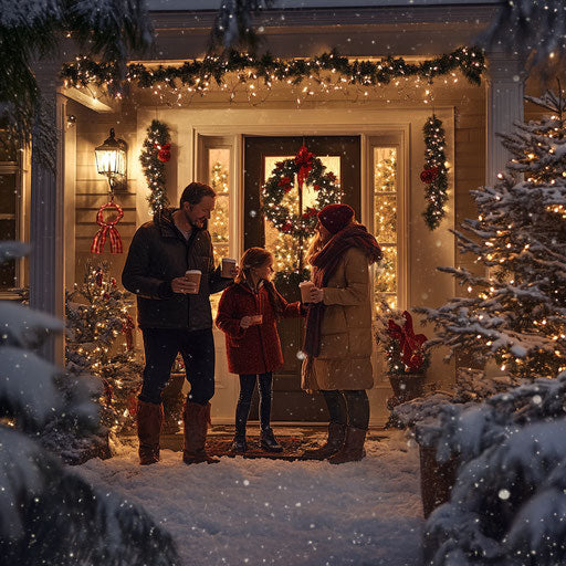 Warm Christmas welcome on the family porch