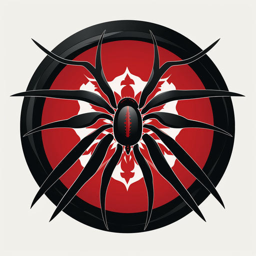 Black widow spider in traditional Japanese graphic style