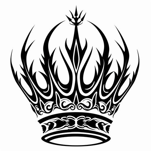 Queen crown tattoo in tribal style on clean white background