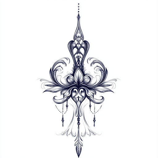 Sketch of royal tattoo with fleur-de-lis design
