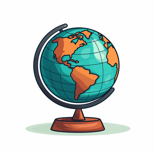 Minimalist globe clipart on white background