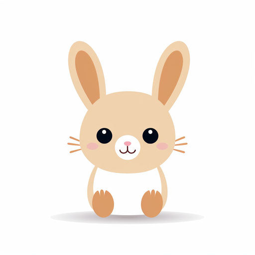 Easter Bunny Clipart in Minimalist Style, on White Background