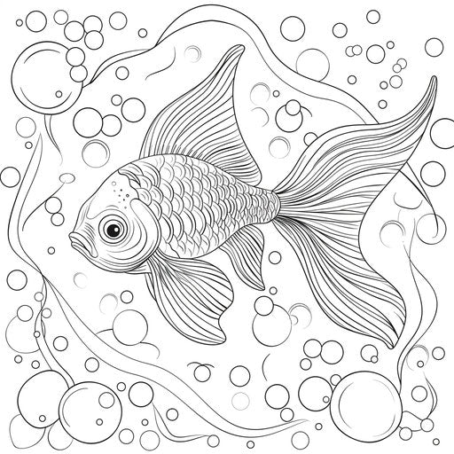 Fish swimming with bubbles