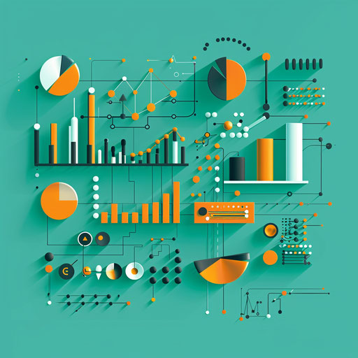 Photo realistic data clipart with a flat teal background