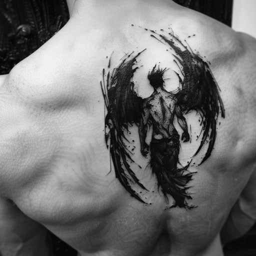 Simple tattoos for men of a dark angel
