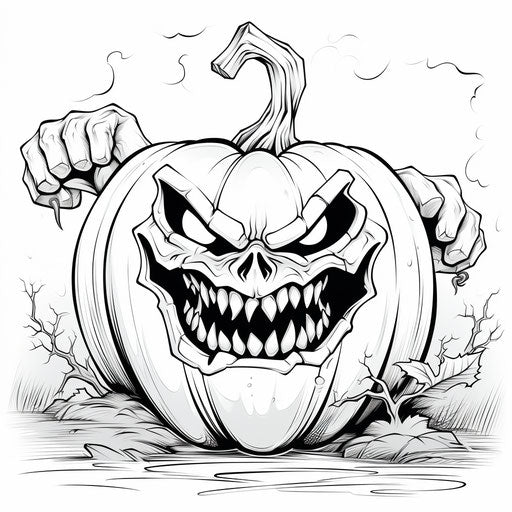 Halloween Jack O Lantern Coloring Pages and Free Halloween Coloring Pages, Realistic Style