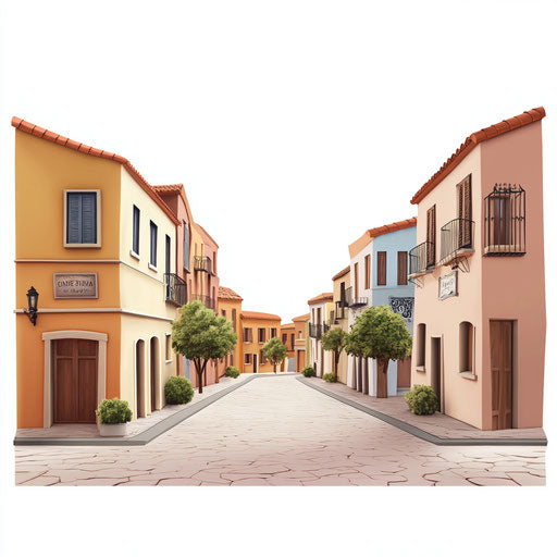 3D street on flat white background