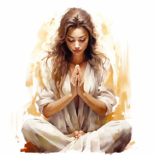 Namaste clipart in the style of Oil painting, on a white background