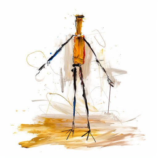Stick figure artwork in the style of Oil painting