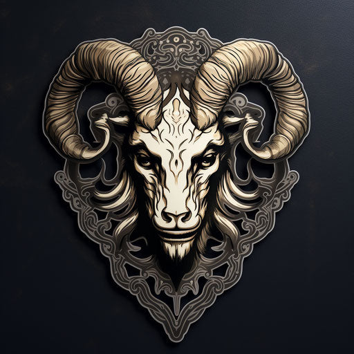 Leo ram horn sticker, gothic style symmetrical