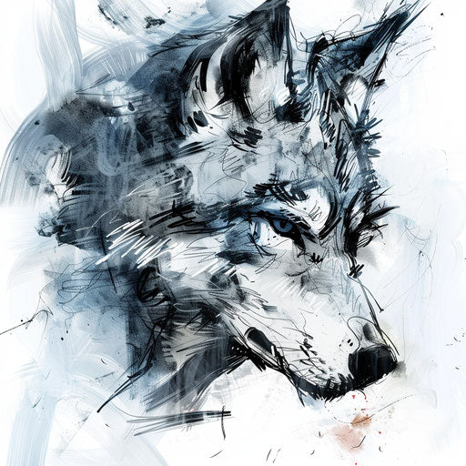 Impressionistic tattoo sketch of a wolf with loose, expressive paintwork