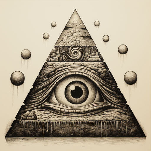 Pyramid with eye, nostalgic cryptopunk style illustration