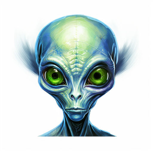 Alien clipart in the style of Oil painting, on a white background