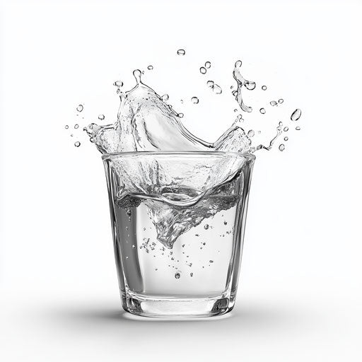 3D glass of water with photorealistic style on flat white background, isolated clipart