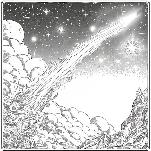 Majestic shooting star in the night sky