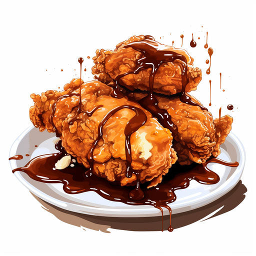 Chiaroscuro Art style fried chicken, on white background