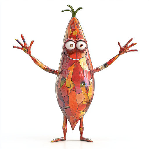 Humorous caricature of a chilli clipart with human characteristics