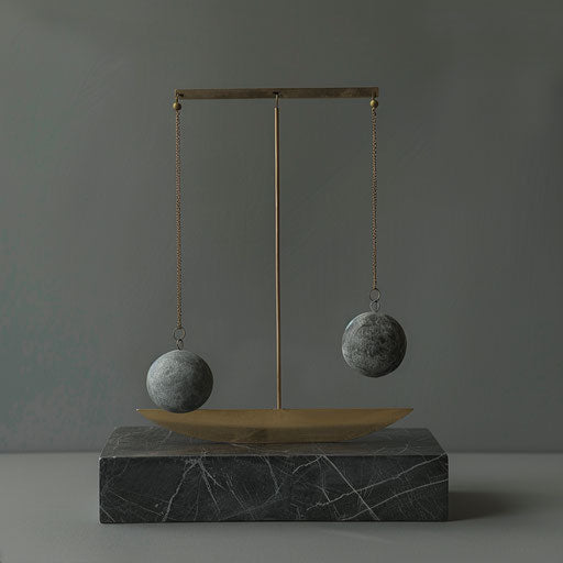 Realistic balance clipart on flat slate grey background