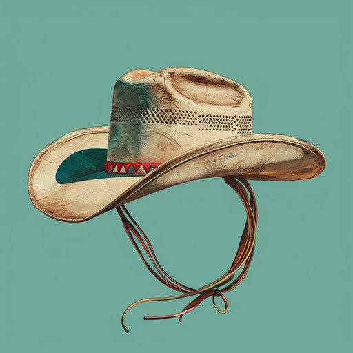 Realistic western clipart with a teal flat background