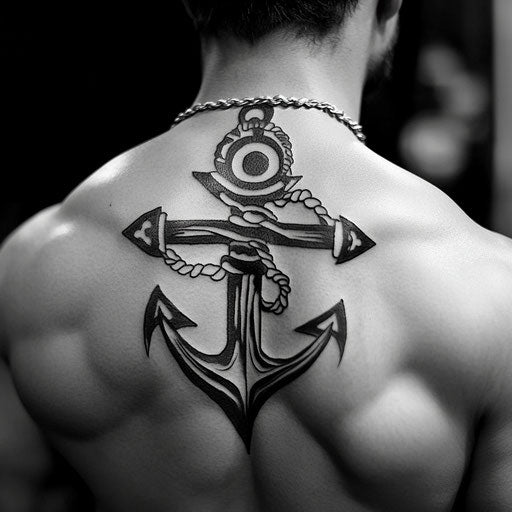 Tribal tattoos for men featuring a tribal anchor on shoulder