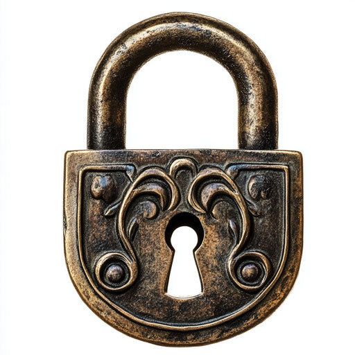 Realistic clipart of a lock and key, high resolution