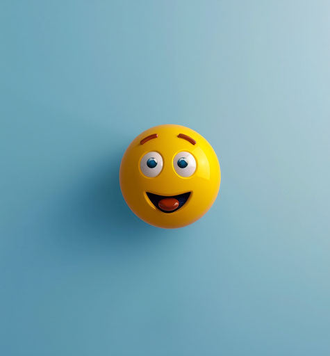 Emotional face on blue background, light gray and yellow style
