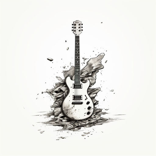 Minimalist depiction of rocking out, on white backdrop