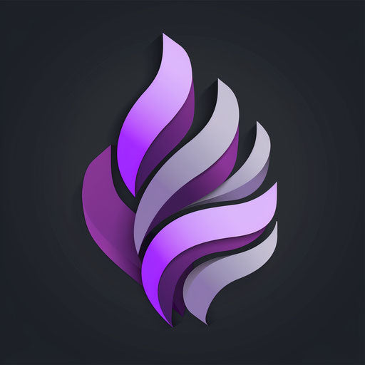 Modern business logo with abstract shapes and clean design, purple and grey palette