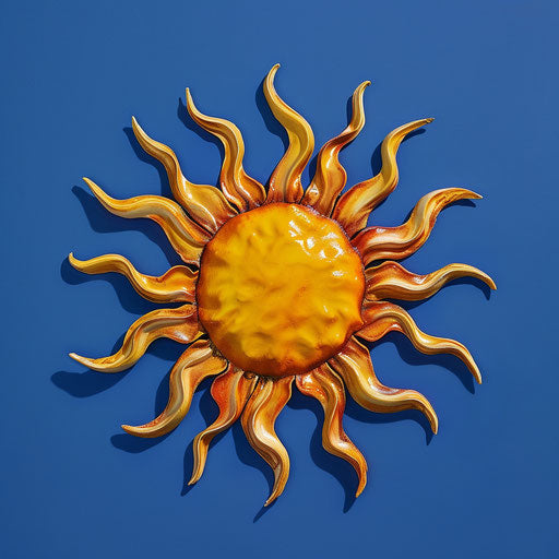 Realistic cute sun clipart on vibrant blue backdrop