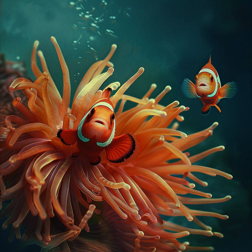 Sea anemone with an inquisitive fish nearby