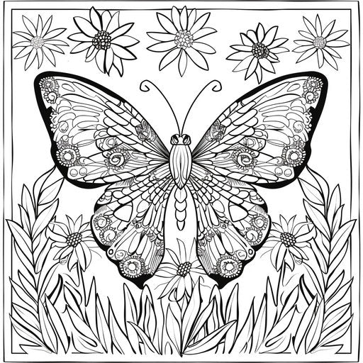 Cheerful butterfly with open wings, simple patterns