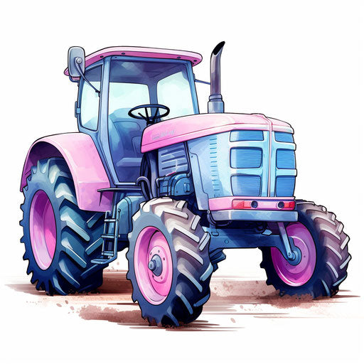 Tractor drawing in Pastel Colors Art style, on white background
