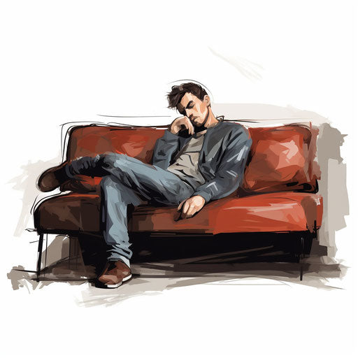 Bored clipart in the style of Chiaroscuro Art, on a white background